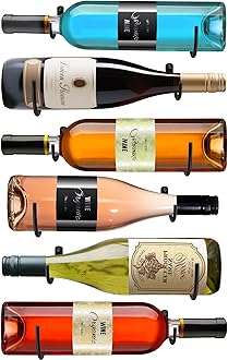 FLstudio Wall Mounted Wine Racks:6 Pack Wine Bottle Display and Storage - Hanging Bottle Holder Organizer for Living Room, Dining Room, Bar, Wine Cellar