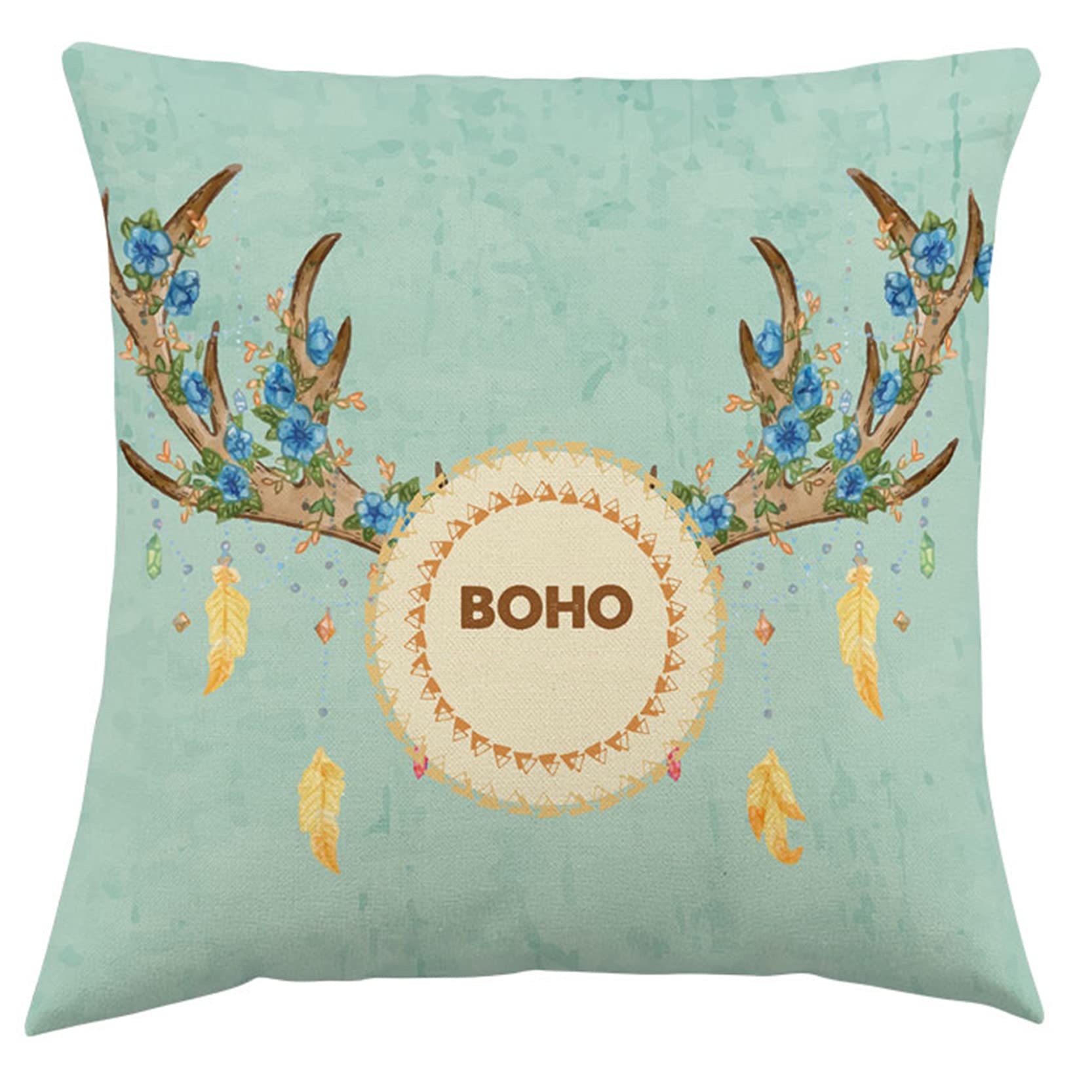 Juego de 2 Fundas Almohada Decorativas Estilo Chino, Seda, Bohemio, algodón y Lino, con diseño Mandala, cuadradas, for decoración del hogar(E,45 x 45 cm (Pack of 2))