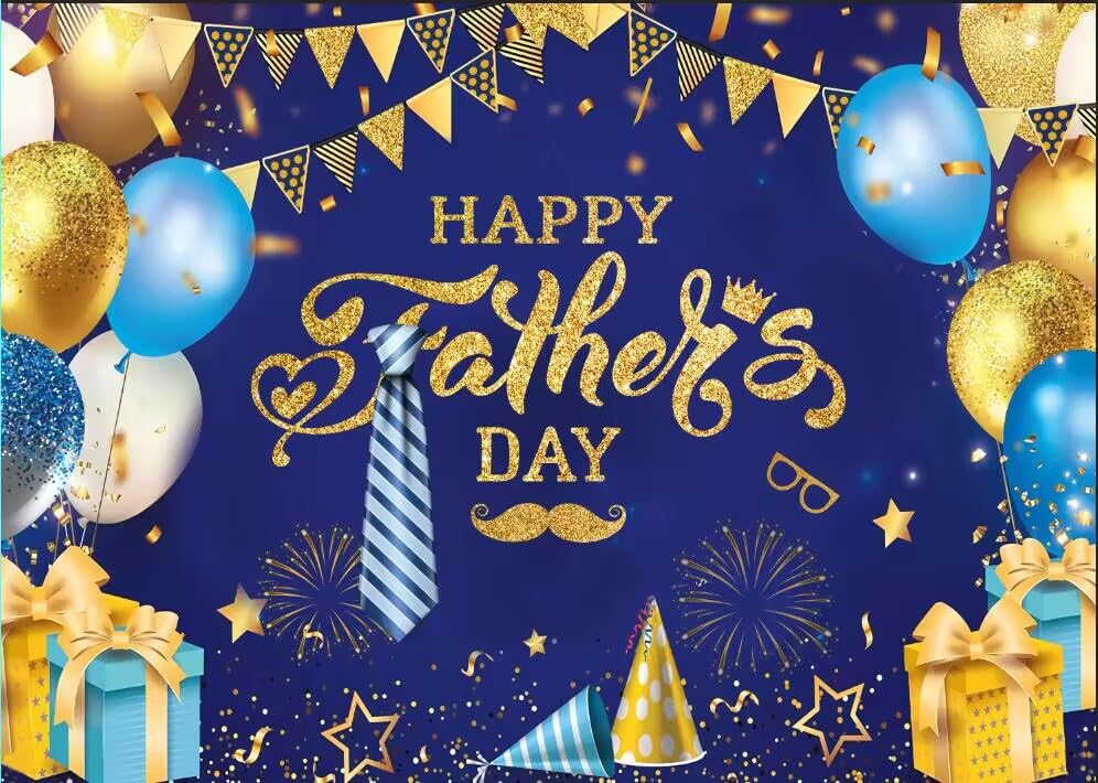 Dudaacvt 8X6FT Father's Day Backdrop Happy Fathers Day Party Banner Happy Fathers Day Background for Photography Stripes Tie Father's Day Party Decor