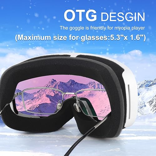 Miniatura 6 de EXP VISION OTG - Gafas de esquí para hombres y mujeres, gafas de snowboard con 100% protección UV, lentes antiniebla, gafas de nieve