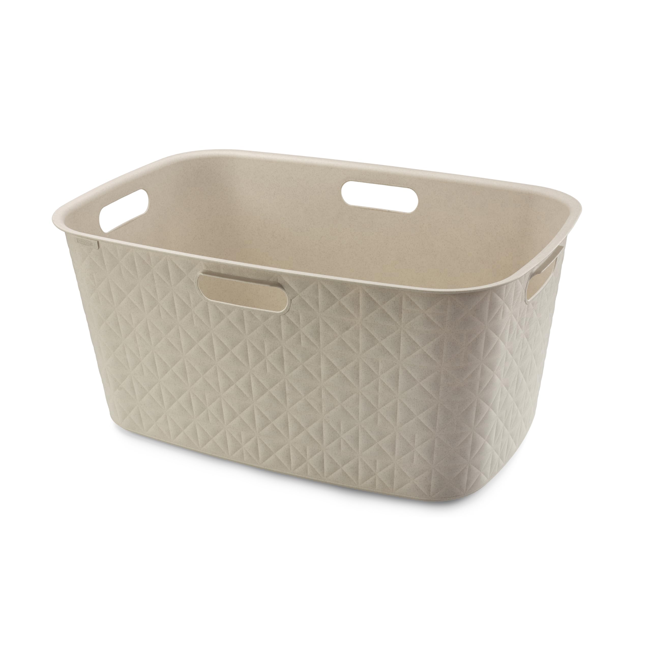 Curver Softex 45L Laundry Basket – Soft-Touch Texture, Lightweight, 4 Comfort Grips, Made with 70% Recycled Plastic, Chalk White