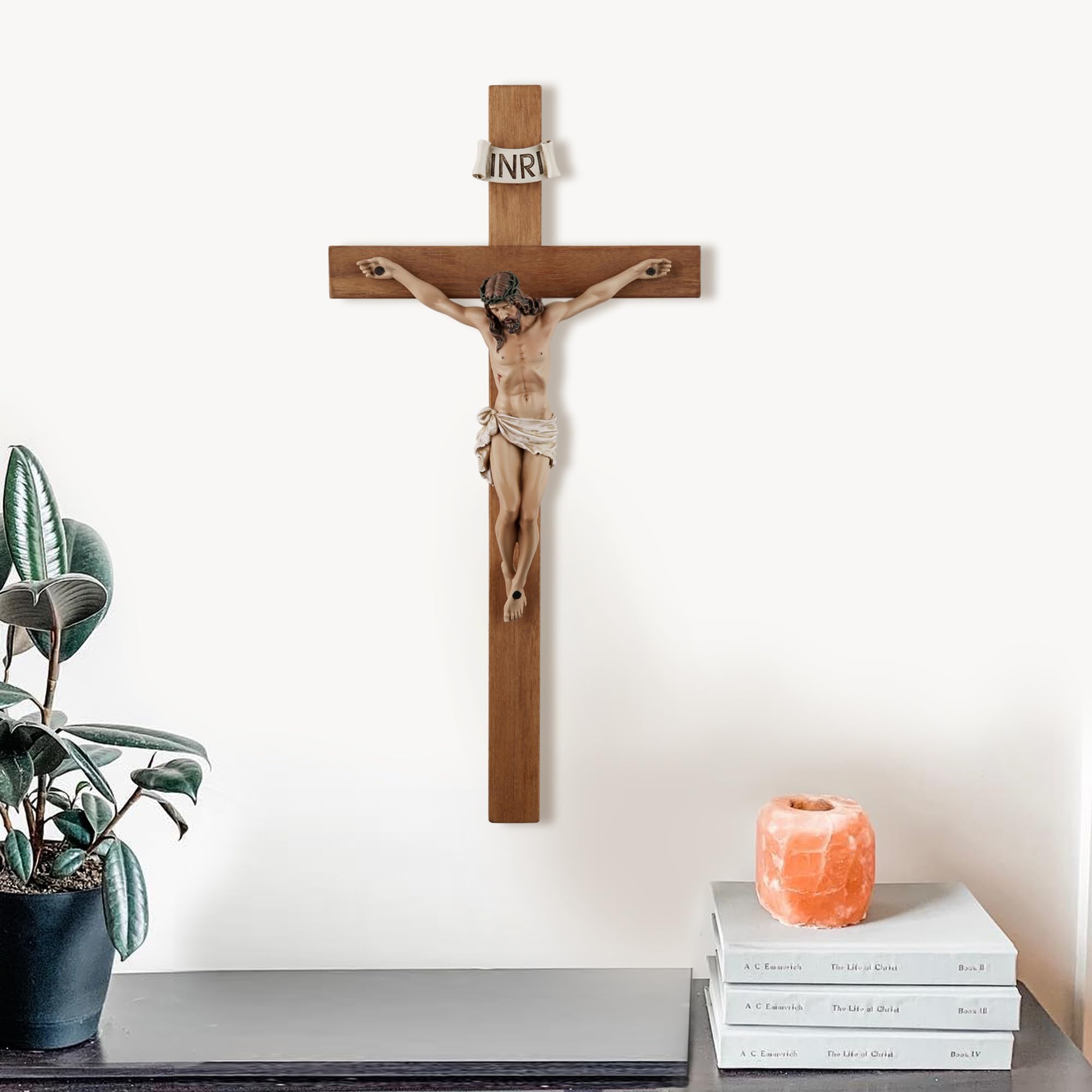 Crocifisso Da Parete Grace4Joy – Croce In Legno Con Gesù Dipinto A Mano – Arredo Sacro Cattolico Per La Casa