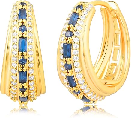 BENEIGE Women Hoop Huggie Earrings 14K Gold Plated Cubic Zirconia Earrings Simple Boho Earrings Handmade Hypoallergenic Jewelry Gifts