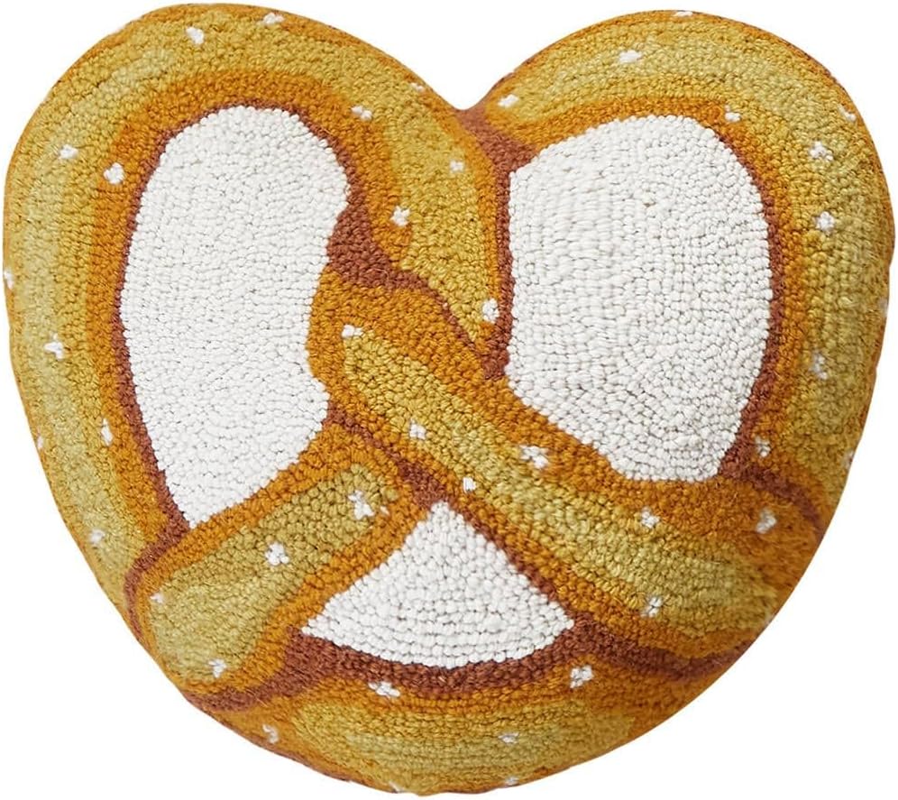 Peking Handicraft Pretzel 16" x 14" Hooked Wool Throw Pillow with Polyfill Insert