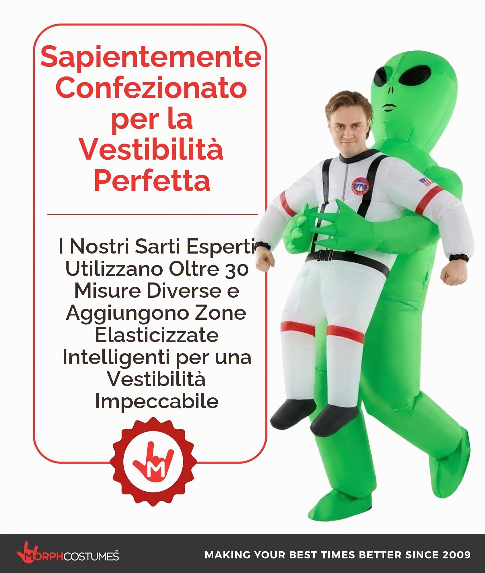 Morph Costume Alieno Astronauta Gonfiabile, Costume Halloween Uomo