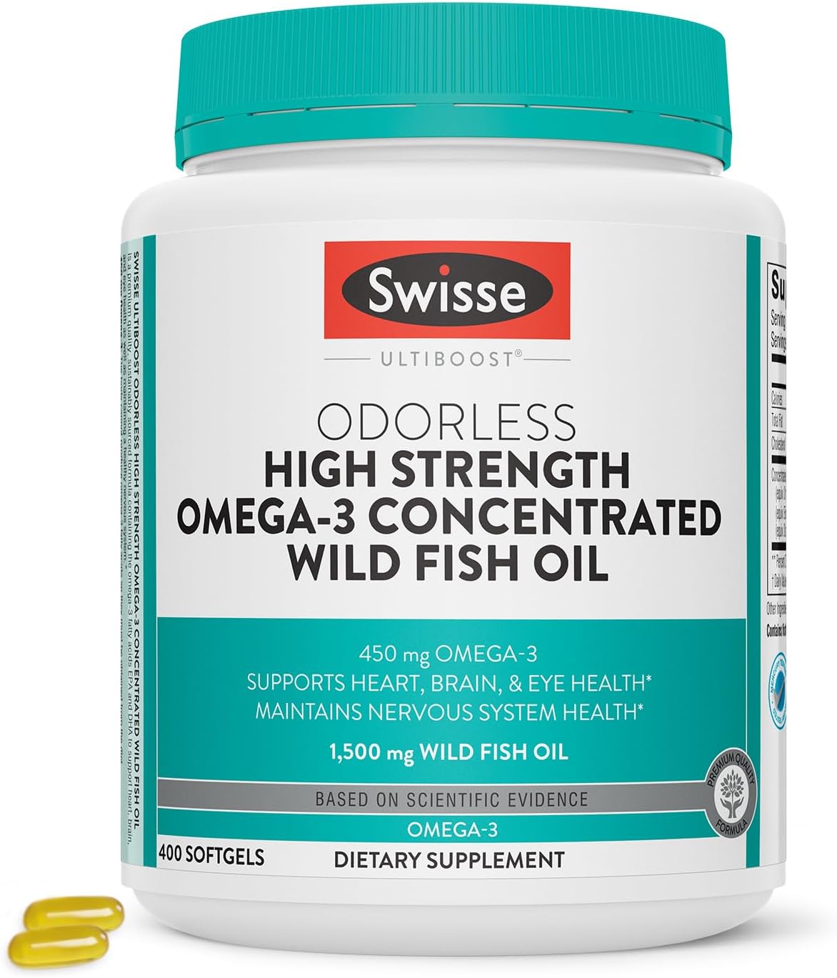 Wild Fish Oil Omega 3 - EPA DHA Fish Oil Supplements - Burpless & Odorless - Helps Support Brain, Eye and Heart Health - High Strength 1500 mg Omega 3 Supplement - 400 Softgel Pills