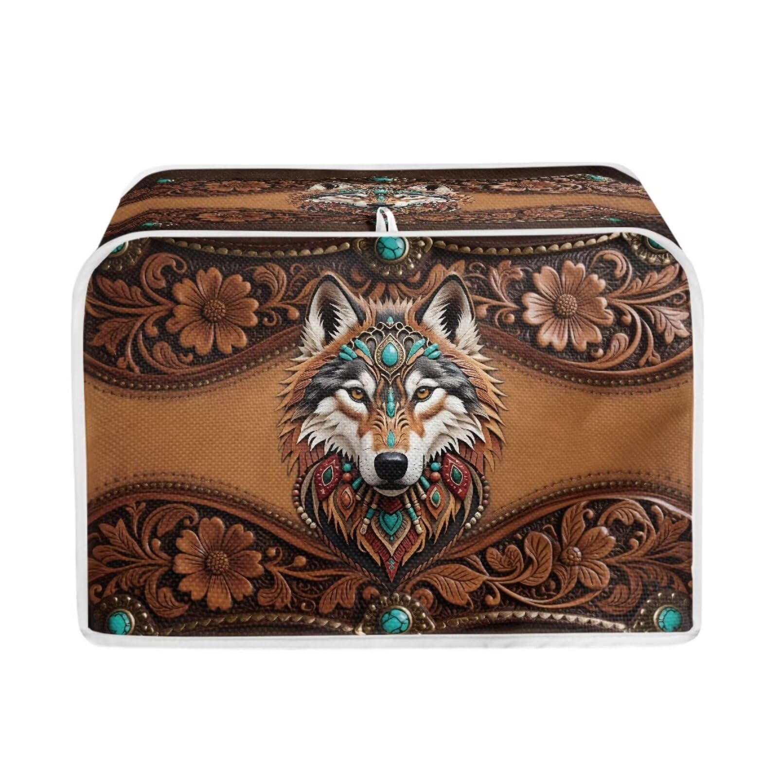 Wolf Print Toaster Oven Dust Cover 4 Slice Wide Slot Anti Fingerprint Microwave Toaster Oven Cover for Kitchen Counter Kitchen Small Appliance Covers