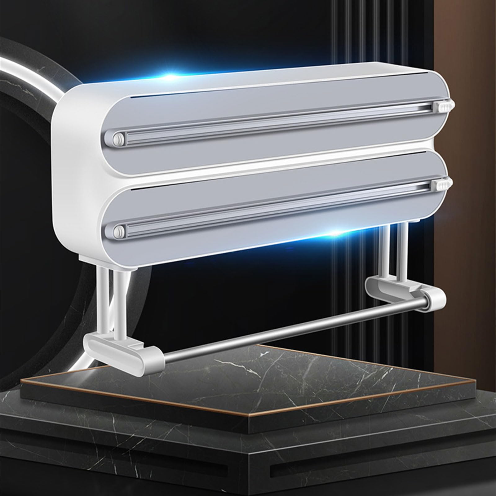 Dispensador de papel adhesivo y cortador de rollos de montaje en pared/refrigerador, estante de corte de cocina, dispensador de papel de aluminio, solución de almacenamiento para película