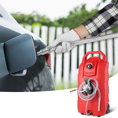 Miniatura 8 de VEVOR Carrito de combustible de 16 galones, 7.8 Lmin, contenedor portátil de almacenamiento de gas con ruedas de goma de bomba de mano, tanque de