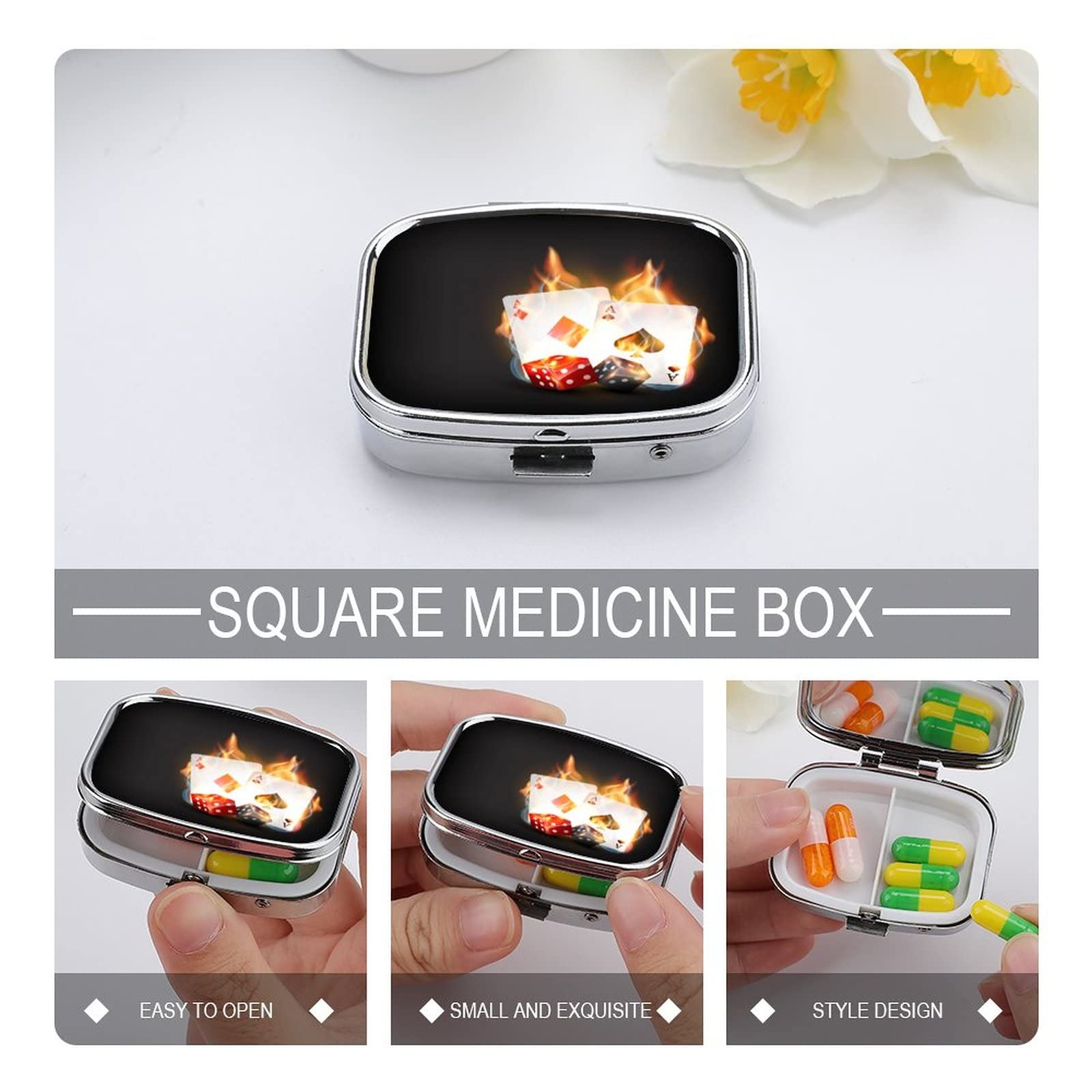 Caja De Pastillas De Viaje Naipes De Fuego Caja De Pastillas Portátil Caja De Bolsillo Dispensador Compartimiento De Vitaminas Contenedor Caja De Pastillas
