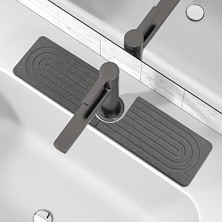 2 alfombrillas para grifo de cocina, escurridor para fregadero de cocina, alfombrilla de goteo para fregadero con jabonera de silicona, piedra de secado rápido de diatomita, para cocina y baño
