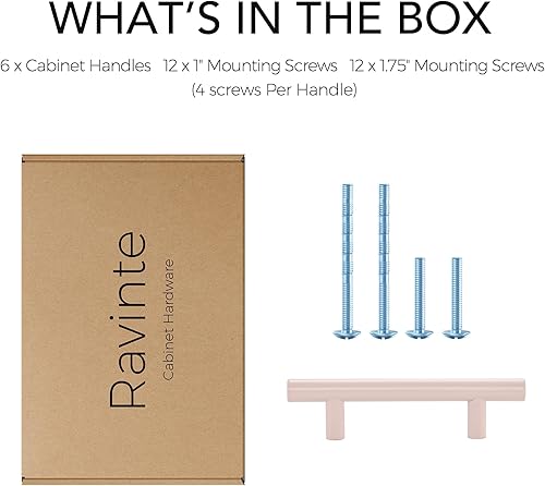 Miniatura 161 de Ravinte - 30 manijas de acero inoxidable para armario de cocina, 5 pulgadas de largo, agujero de 3 pulgadas, rosado