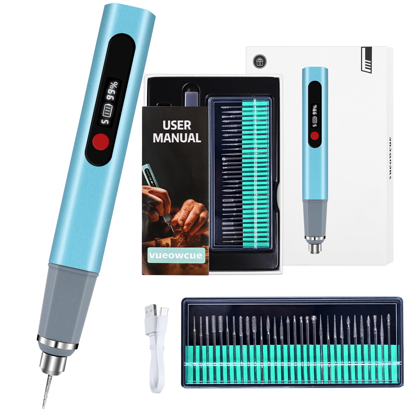 Engraving Pen, Upgrade 30000RPM Adjustable Engraver Pen Tool, Cordless Engraver Pen USB Rechargeable for Metal, Wood, Glass, Plastic & All Materials, Cool Christmas Gift Ideas, Craft Kits for Adults