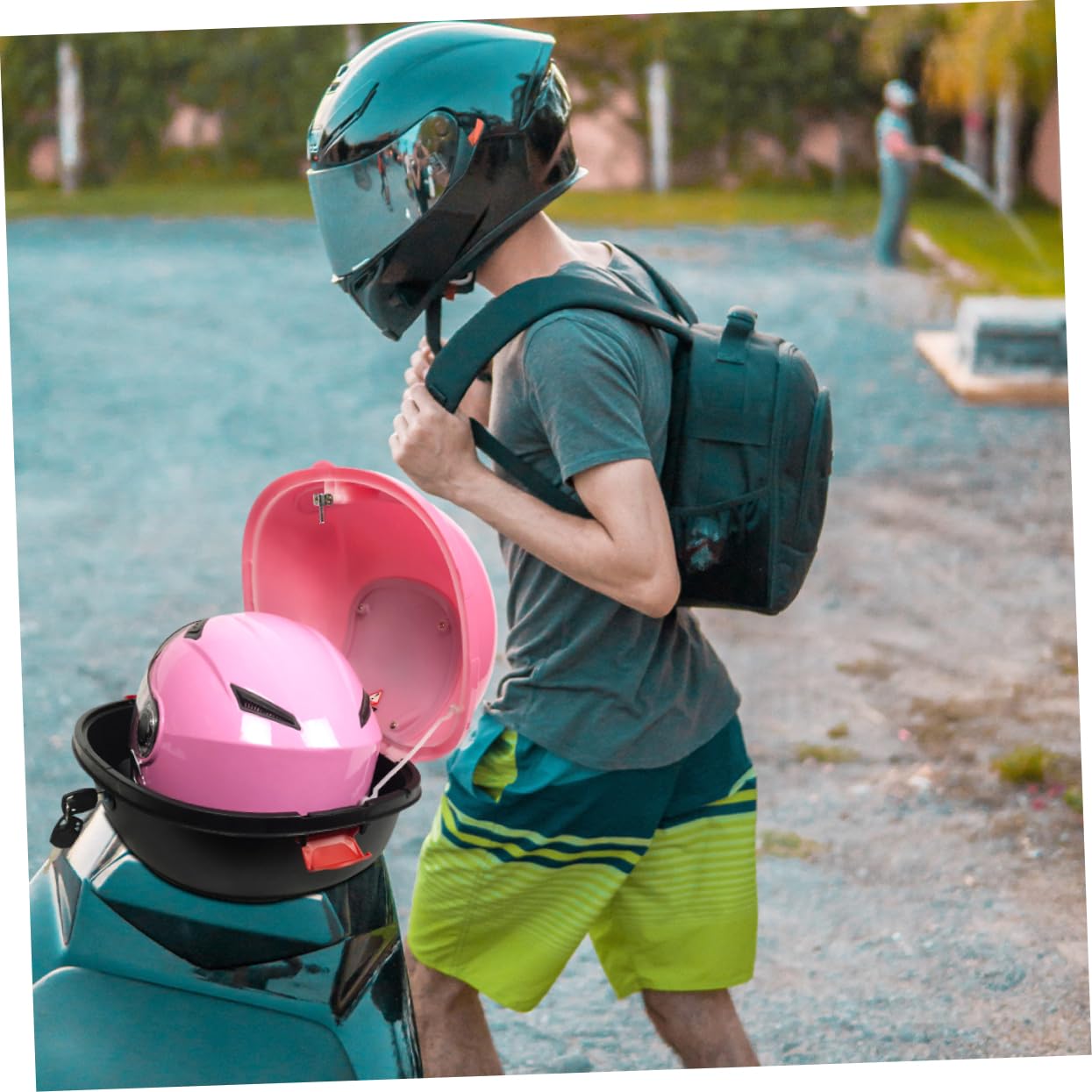Ciieeo Bauletto Moto in Pp Rosa con Schienale, Design Rinforzato e Interno Capiente, per Viaggio e Conservazione Sicura degli Oggetti