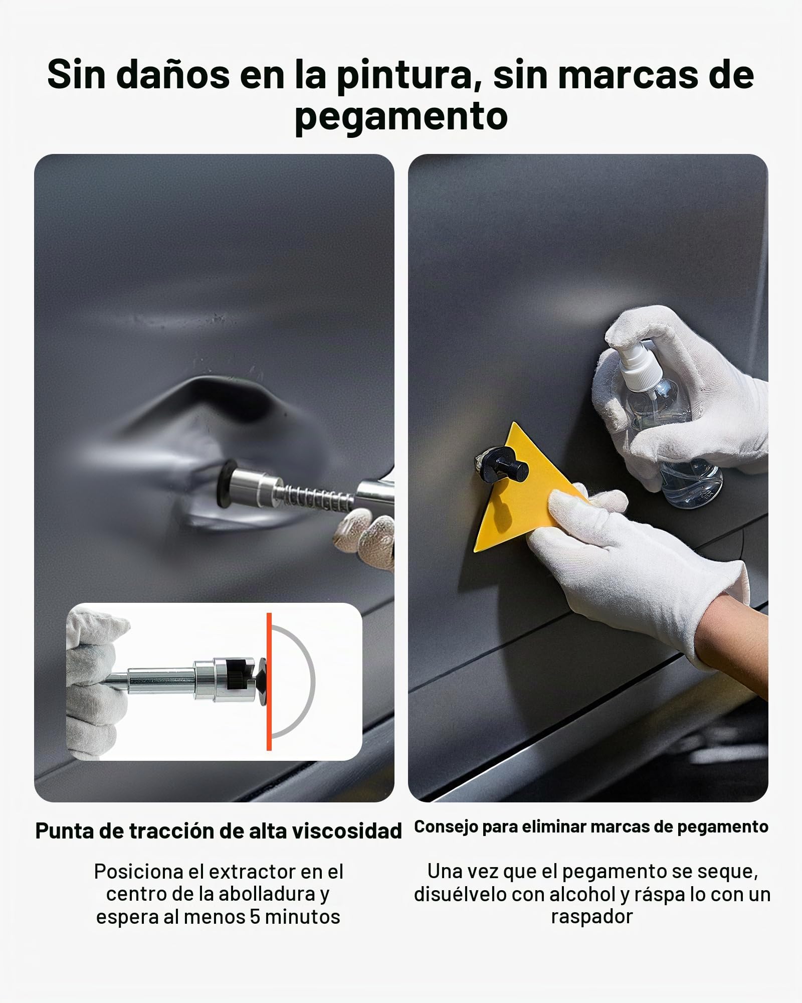 VEVOR Juego de Extractores de Abolladuras, sin Pintura, con Elevador Dorado, Martillo Deslizante, Barra T, Pistola de Pegamento y Herramientas a Eliminar Daños por Granizo en Carrocerías, 61 uds