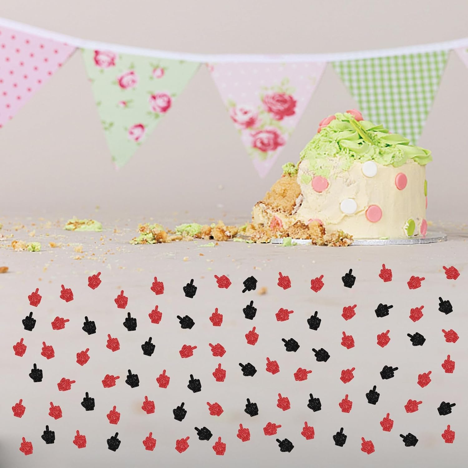 Set of 100 Middle Finger Confetti, Red Glitter Finger Paper Scatter, Funny Party Confetti, Hand Smash Cake Decor, Funny Themed Birthday Party Decor, Adult Birthday Party Supplies image 4