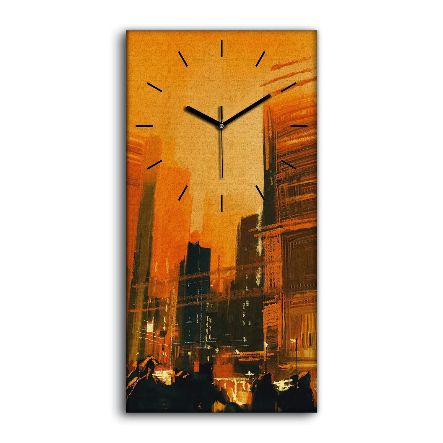 Horloge sur toile salon et décoration art moderne paysage urbain nocturne