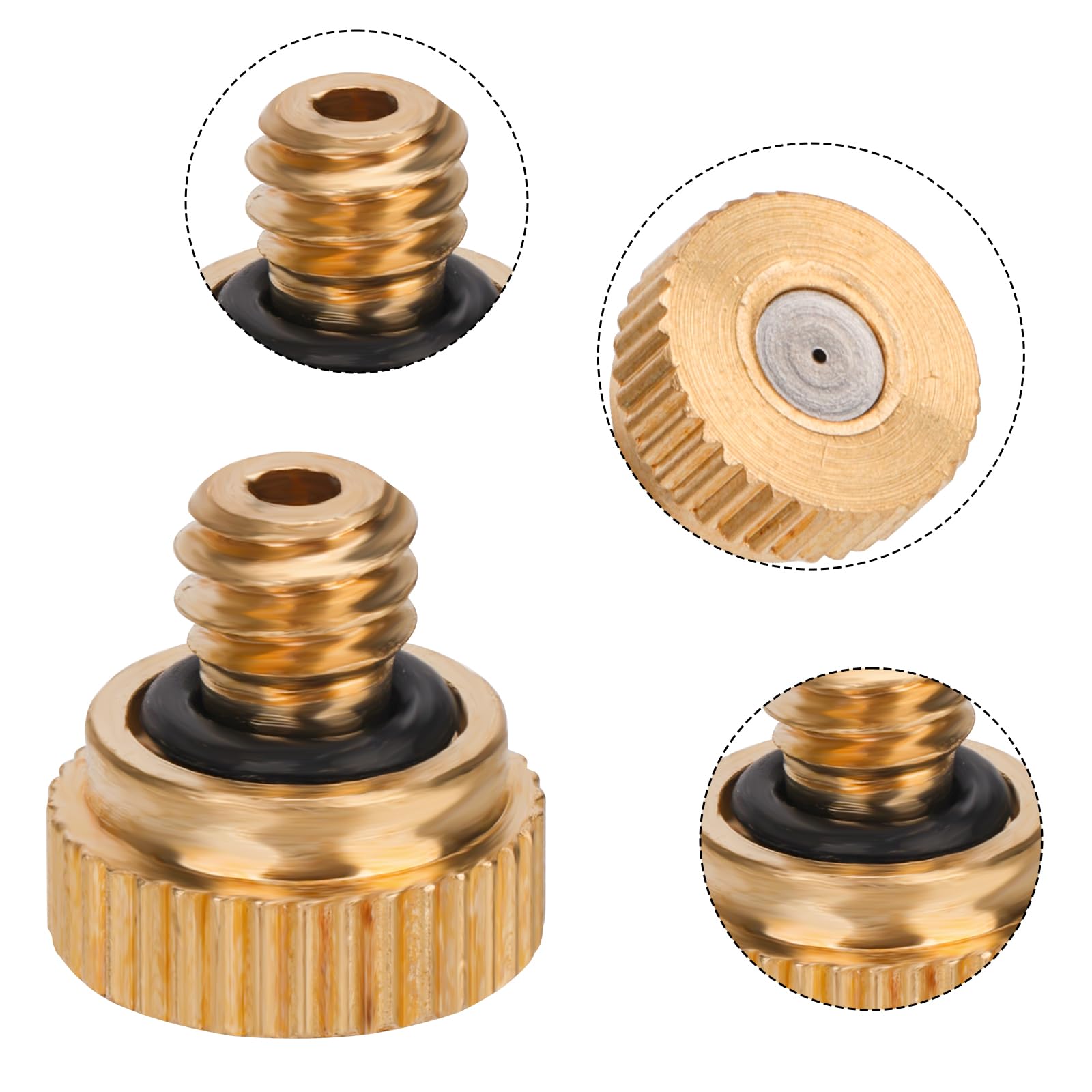 NQEUEPN 20pcs Buses de Brumisation en Laiton, Buses de Brumisation Filetées pour Tube 1/4 Système de Refroidissement Extérieur Humidification de l'Aménagement Paysager de Serre
