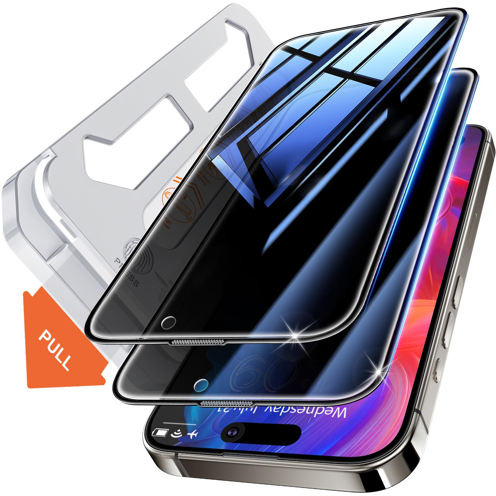 Tentoki Protector pantalla Privacidad para iPhone 15 Pro Max de 6,7 pulgadas, Compatible con ID de cara, [Eliminación automática de polvo][Protección de privacidad de 25 grados] 2unidades | 25°Antiespía, 2 Piezas Cristal Templado de Dureza 9H, Alineación Automática Una Instalación Rápida, Sin Burbujas,6,7 Pulgadas Global Recycled Standard Global Recycled Standard Global Recycled Standard