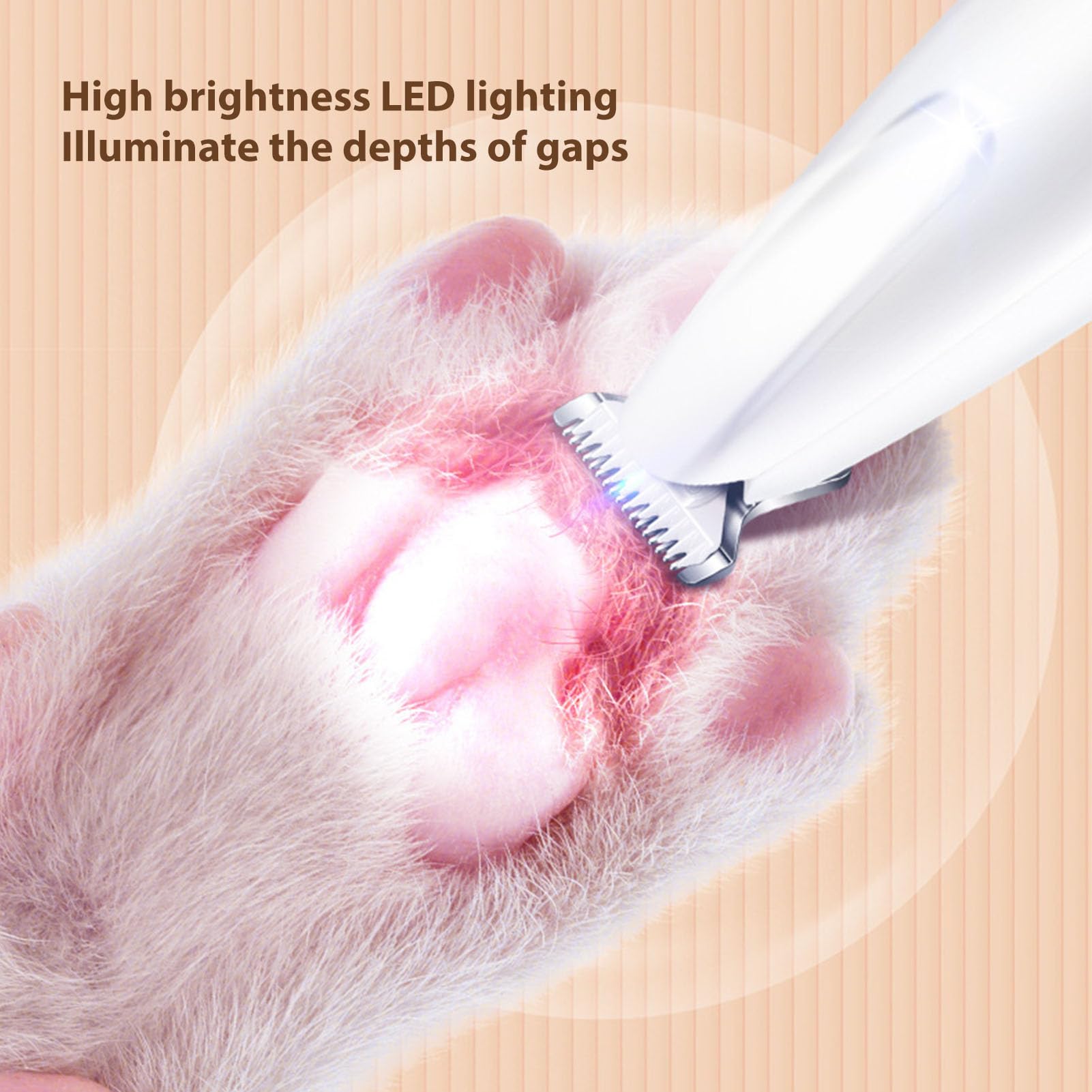Pet Paws Trimmer, Low Noise Rechargeable Electric Trimmer with LED Light, Lubricating Oil, Brush - Image 3