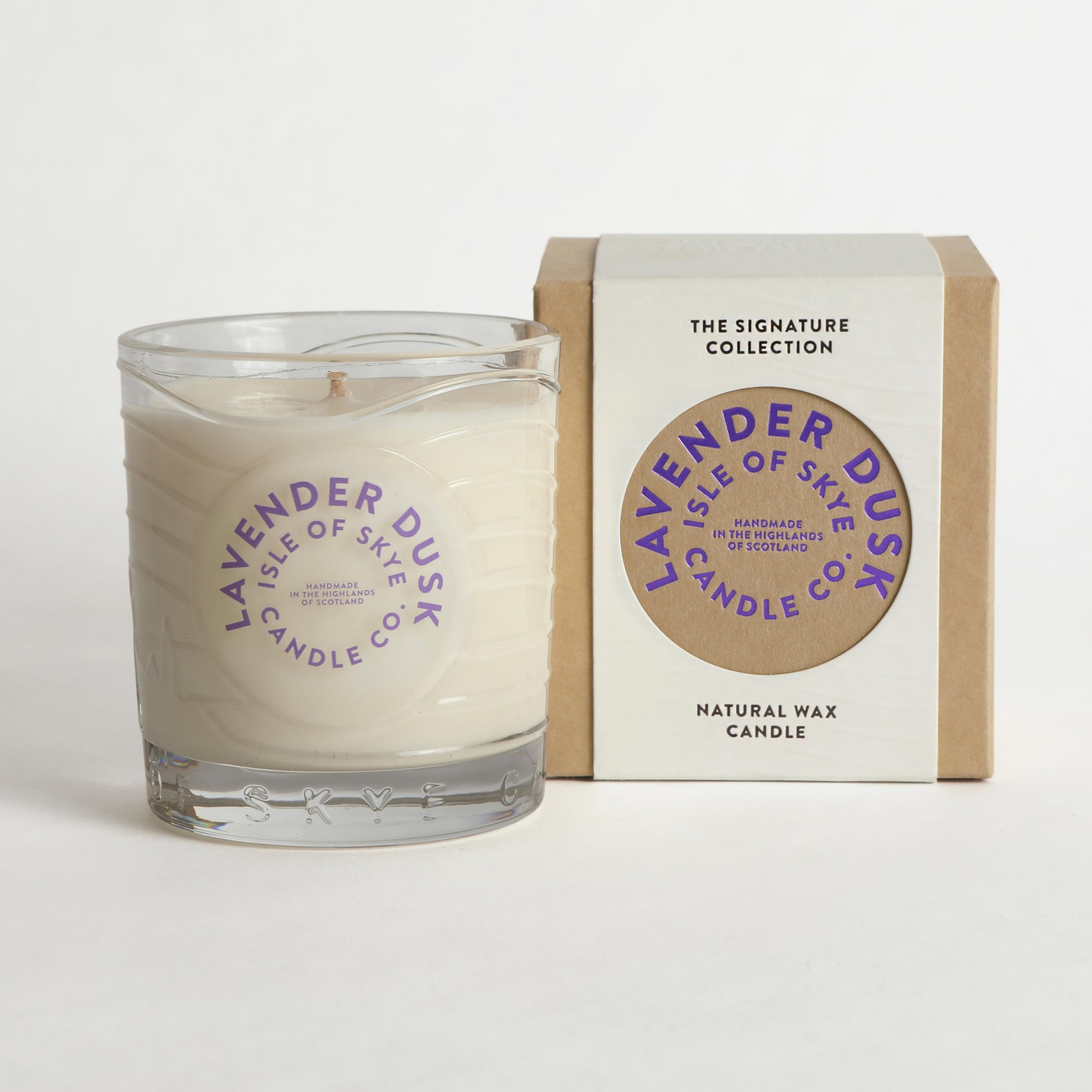Isle Of Skye Candle Company White Lavende Dusk Island Tumbler | Natural Soy Wax Candle | Handmade In Scotland | Premium Scented Candle | Bespoke Glass Tumbler | 35+ Hours Burn Time Size 35