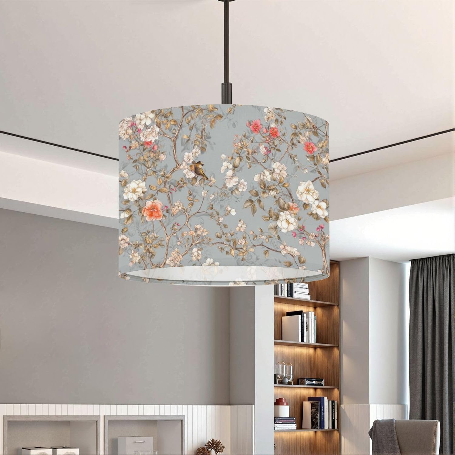 Lampshades Lamp Shades 11"x11"x9" Blossom trees flowers Seamless Chinoiserie japandi botanical style Light Shade for Table Lamps Floor Lamps Drum Lamp Shades Lampshade Replacement