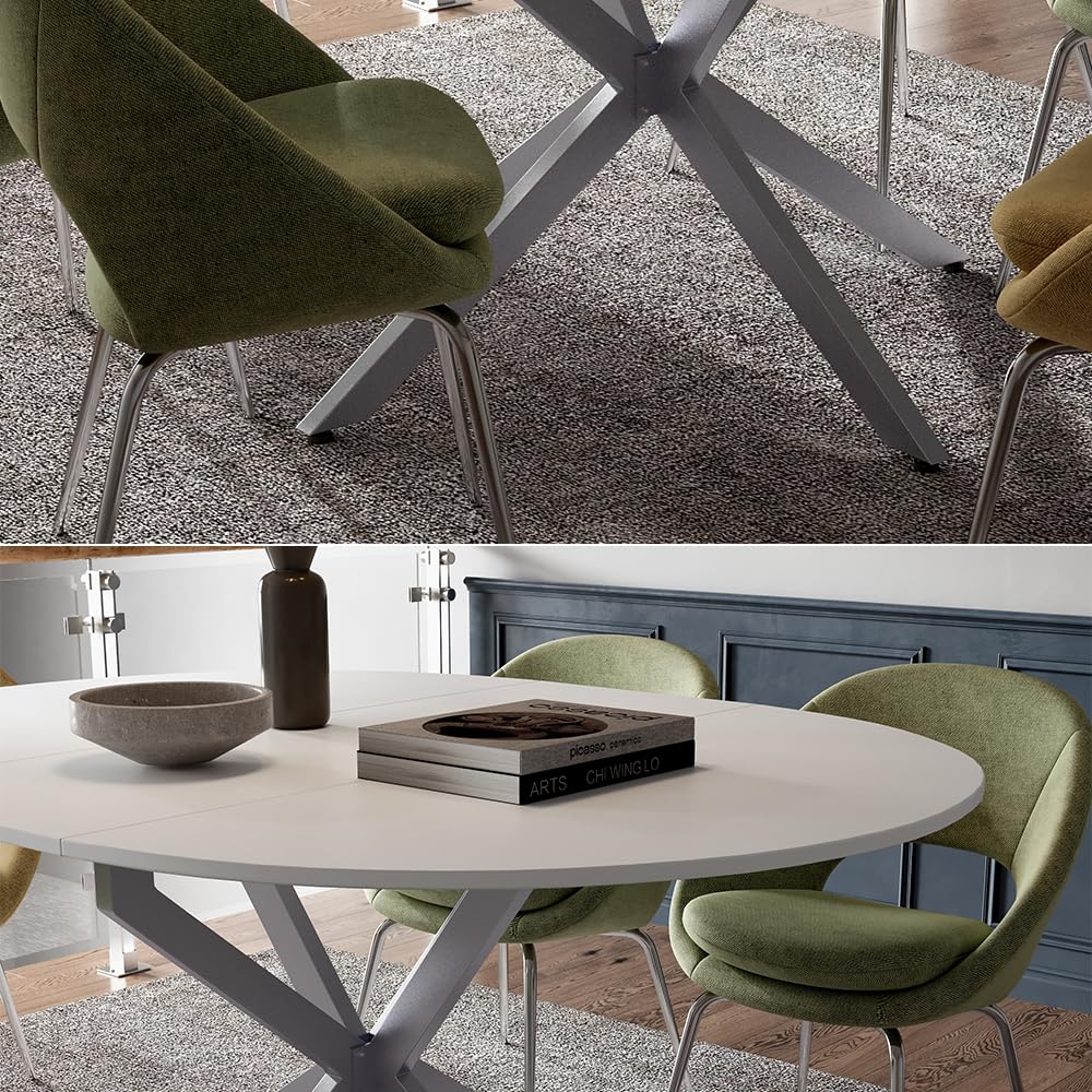 Vicco tavolo da pranzo allungabile Loyd, Bianco/Grigio, 120 x 76.5 cm Estensibile, adatto per l'estensione della superficie del tavolo quando necessario