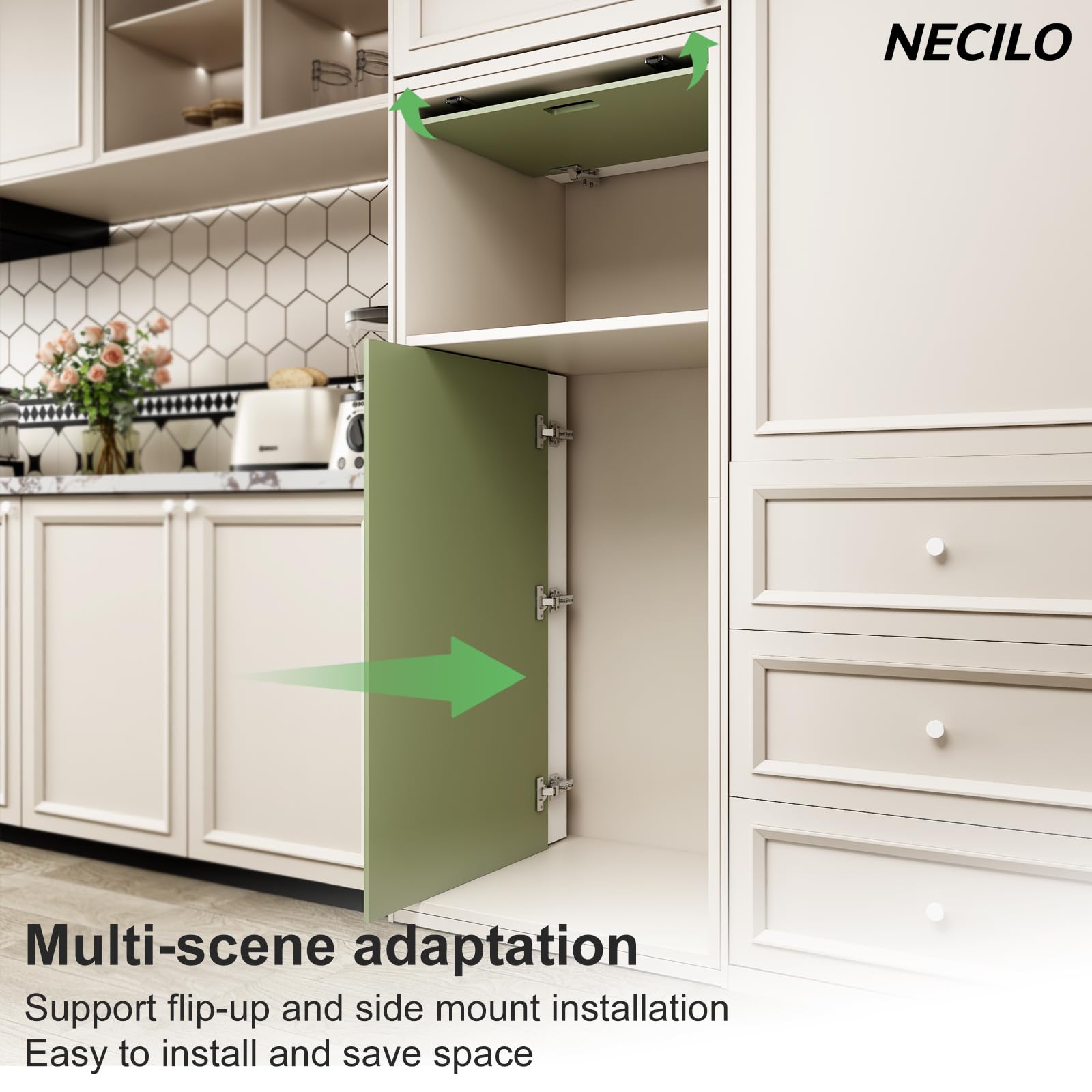 NECILO 500mm Pocket Door Drawer Runners, 14kg Load Capacity Per Pair, Full Extension Ball Bearing Slides - Image 2