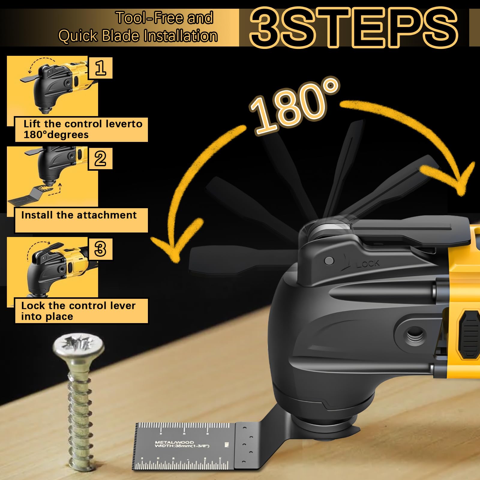 Herramienta Oscilante para batería 20 V, herramienta oscilante multifuncional sin escobillas con 6 velocidades con 23 accesorios para cortar, tallar, lijar y taladrar, sin batería