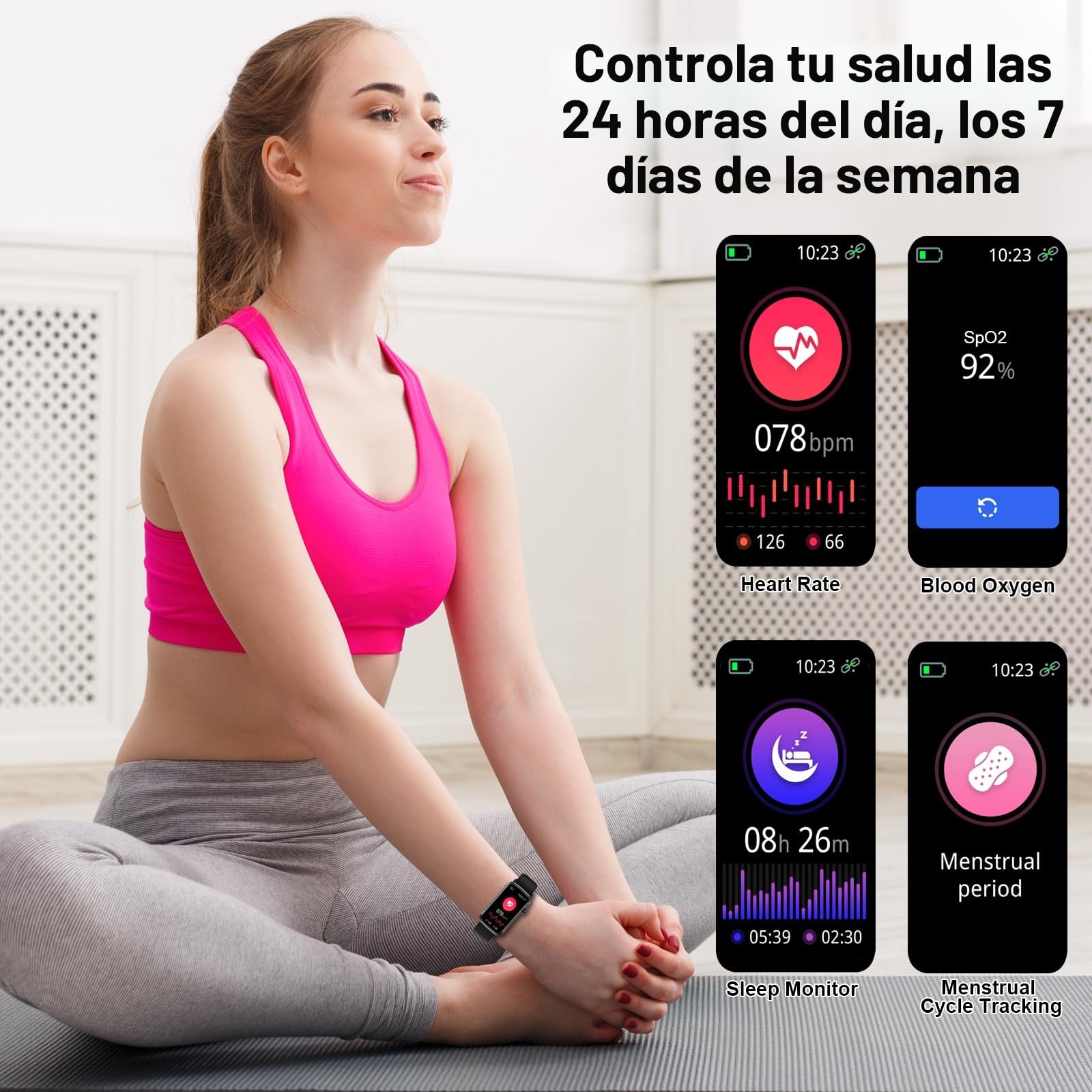 Motast Reloj Inteligente Mujer Hombre, 1,57” Ultraligero Pulsera Actividad | IP68 Smartwatch con Llamadas Bluetooth, 123+ Modos Deportivos, Monitor de Sueño/Pulsómetro/SpO2 Smart Band para Android iOS
