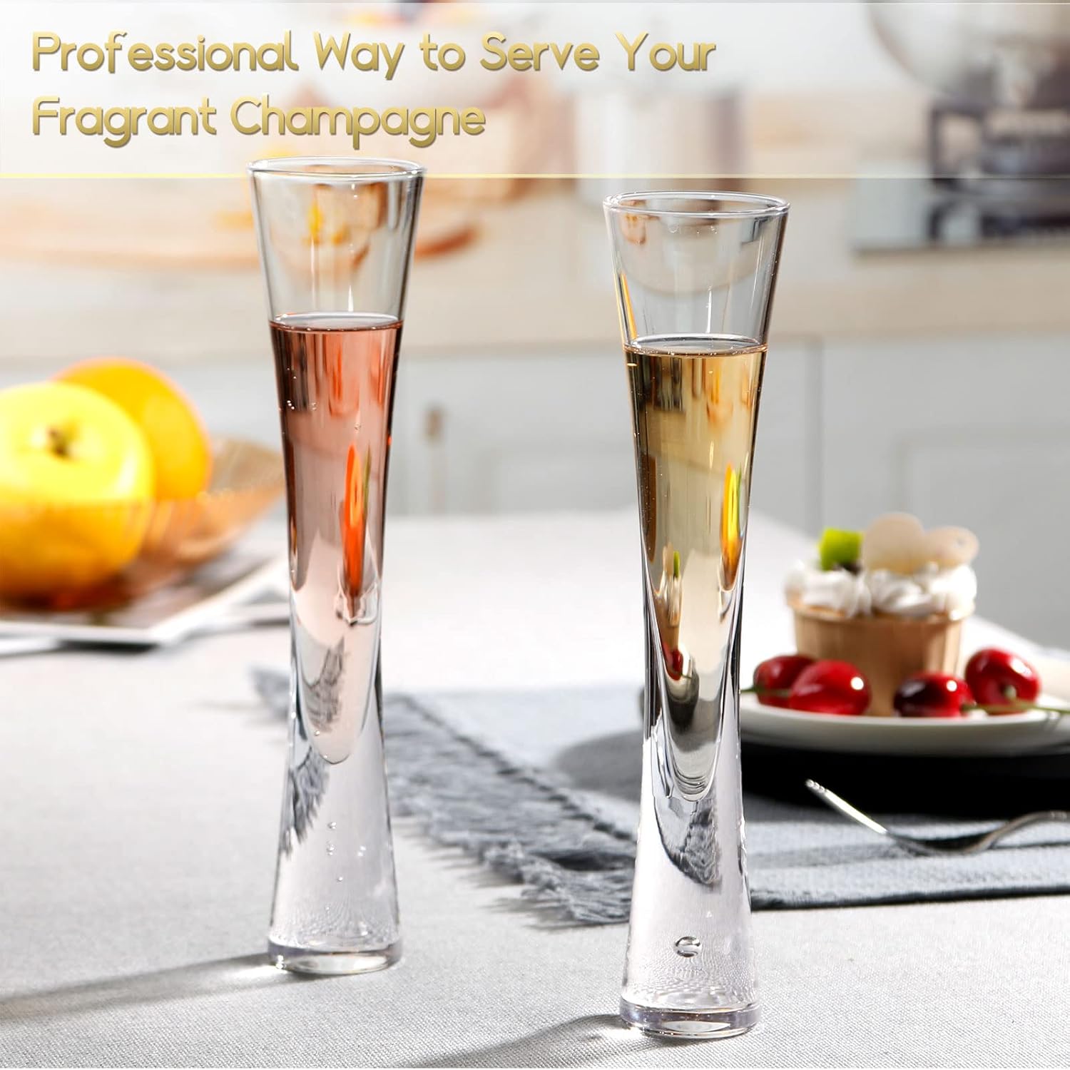 NUTRIUPS Champagne Flutes Glasses, Hand Blown Clear Crystal Glass Champagne Glasses, For Wedding, Housewarming, Toasting, Parties or any Occasions - Image 2