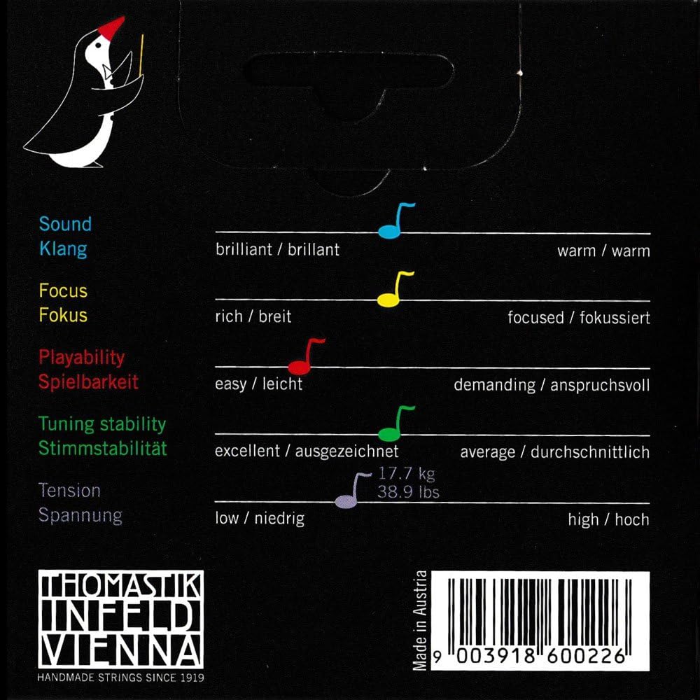 Thomastik-Infeld Dominant Violin Strings Complete Set, 1/4 Size, Medium Tension - 135.14 - Synthetic Core A & D Aluminum, G Silver Wound, E Steel Removable Ball End - The Reference Standard for Violin