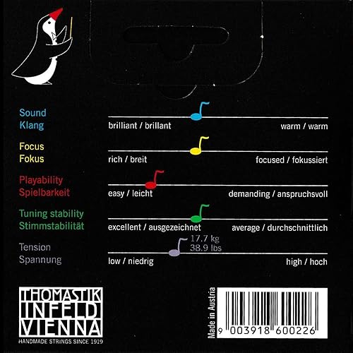 Vista 13 de Thomastik Dominant - Juego de cuerdas para violín 4/4, calibre intermedio, con bola de acero al final de la cuerda Plateado