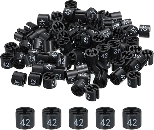 MECCANIXITY Marcadores de colores para colgar ropa (Número 42, negro) para codificación de colores, paquete de 100 unidades