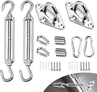 M8 Sonnensegel Befestigung, Sonnensegel-Befestigungsset Zubehör 304 Edelstahl Deckenhaken Hängesessel Montage für Dreieckige und Viereckige Befestigungen