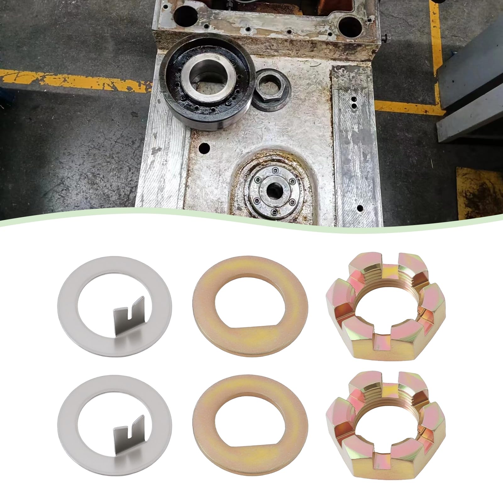 The Lord of the Tools 4 Sets Trailer 1-Inch Spindle Nut and Washer Kit for 2,000-7,000 lb Axles Includes Castle Nuts D Washers and Tang Washers Compatible with EZ-Lube - Image 4