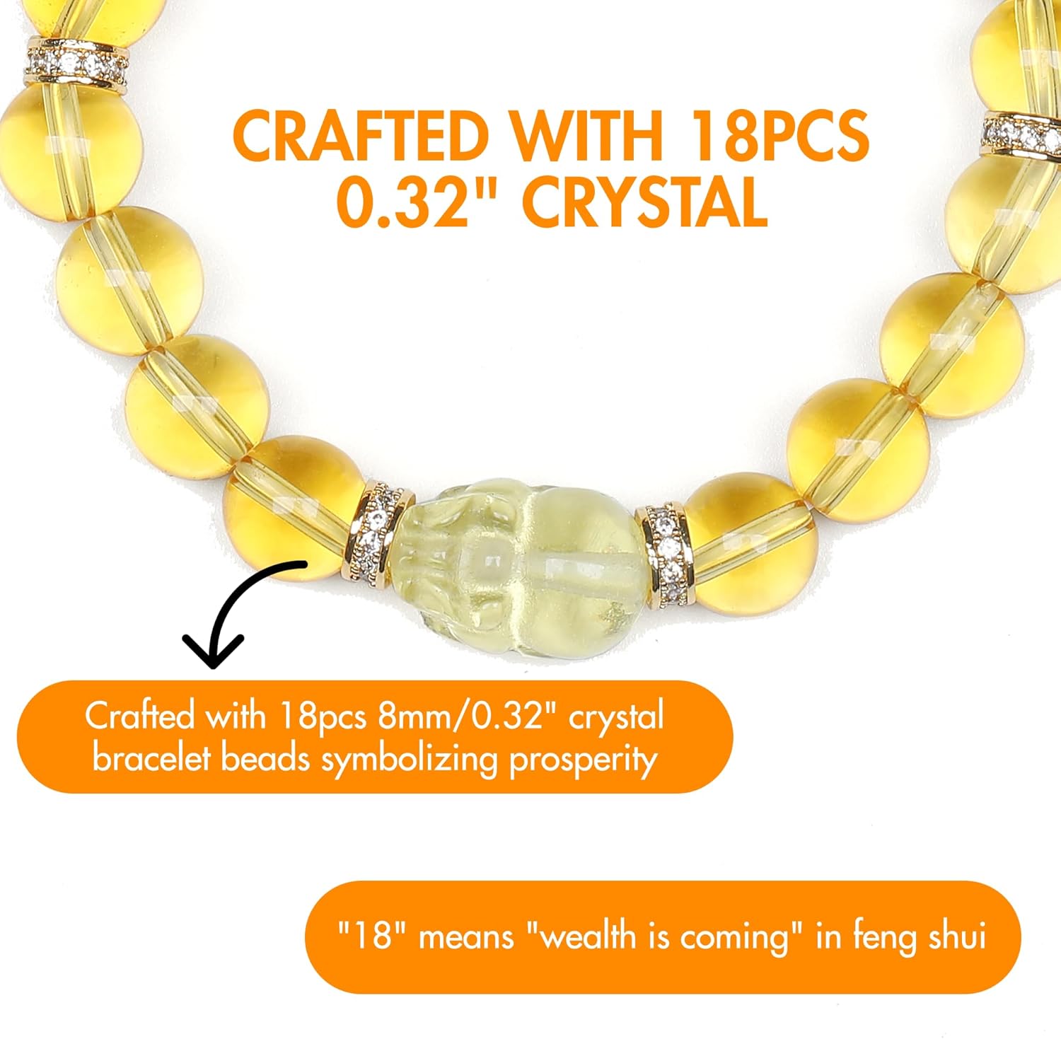 Feng Shui Bracelet,Natural Citrine Bracelet with Pixiu Guardian, Lucky Wealth Attraction Bracelet for MEN&Women, Wear Daily Money Good Luck Healing Protection Gift, Zodiac Birthday Gift for Her/Him - Image 4