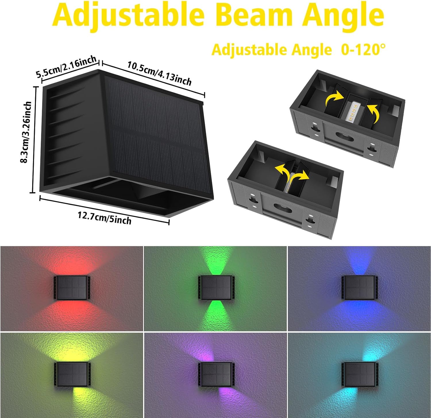 T-SUN Solar Fence Lights Outdoor 8 Pack-8 Modes (RGB Cycle/Fixed) Dusk to Dawn Solar Powered for Outside, IP65 Waterproof, Deck Lighting for Wall, Step, Patio, Pathway, Stairs