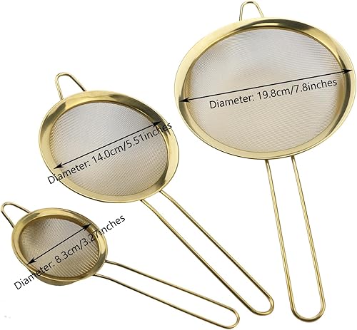 Miniatura 4 de 3 coladores cónicos de acero inoxidable para cocina, color dorado