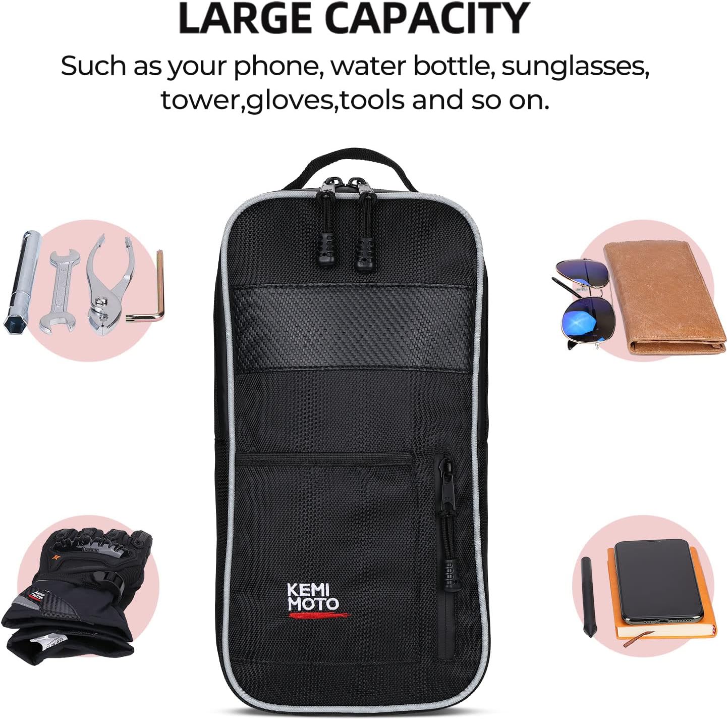 KEMIMOTO UTV Storage Bag, UTV Center Bag Compatible with 2019+ Talon 1000R 1000X 2020+ 1000X-4 1680D High-Density Water Resistant Water Repellent Zipper Center Seat Storage Bag