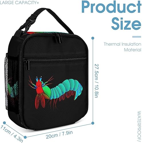Miniatura 2 de Bolsa de almuerzo con aislamiento de camarones de mantis colorida, reutilizable, bolsa portátil para hombres y mujeres