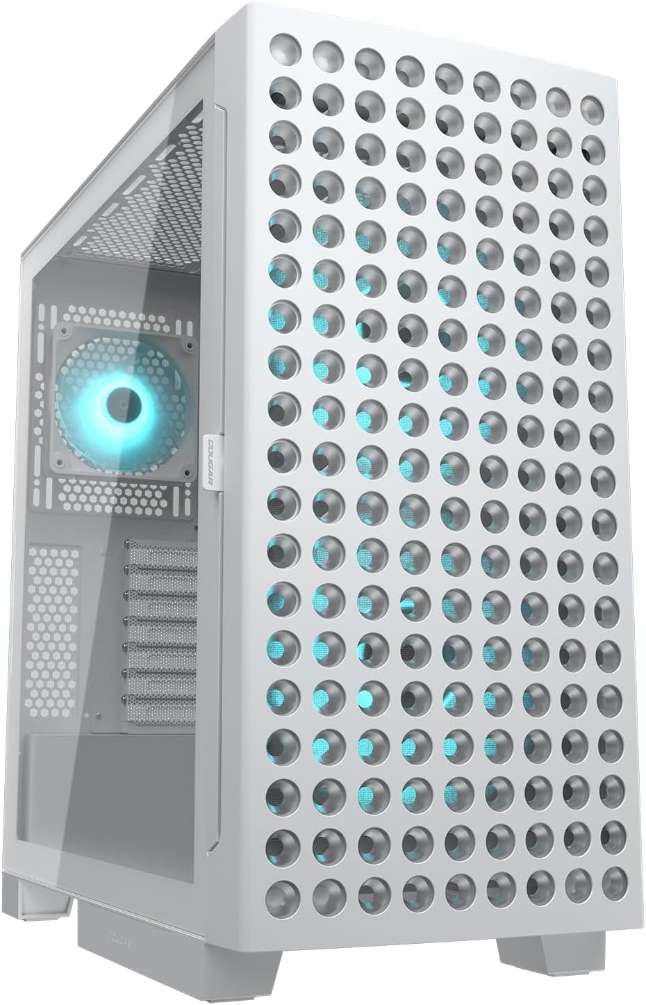 COUGAR Airface ECO RGB Mid-Tower ATX PC Case – Thermodynamic Airflow – 2X 180mm PWM Front Fans & 120mm PWM Rear Fan Pre-Installed – Max. GPU Length 390mm – Upgraded Vertical GPU Support (White)