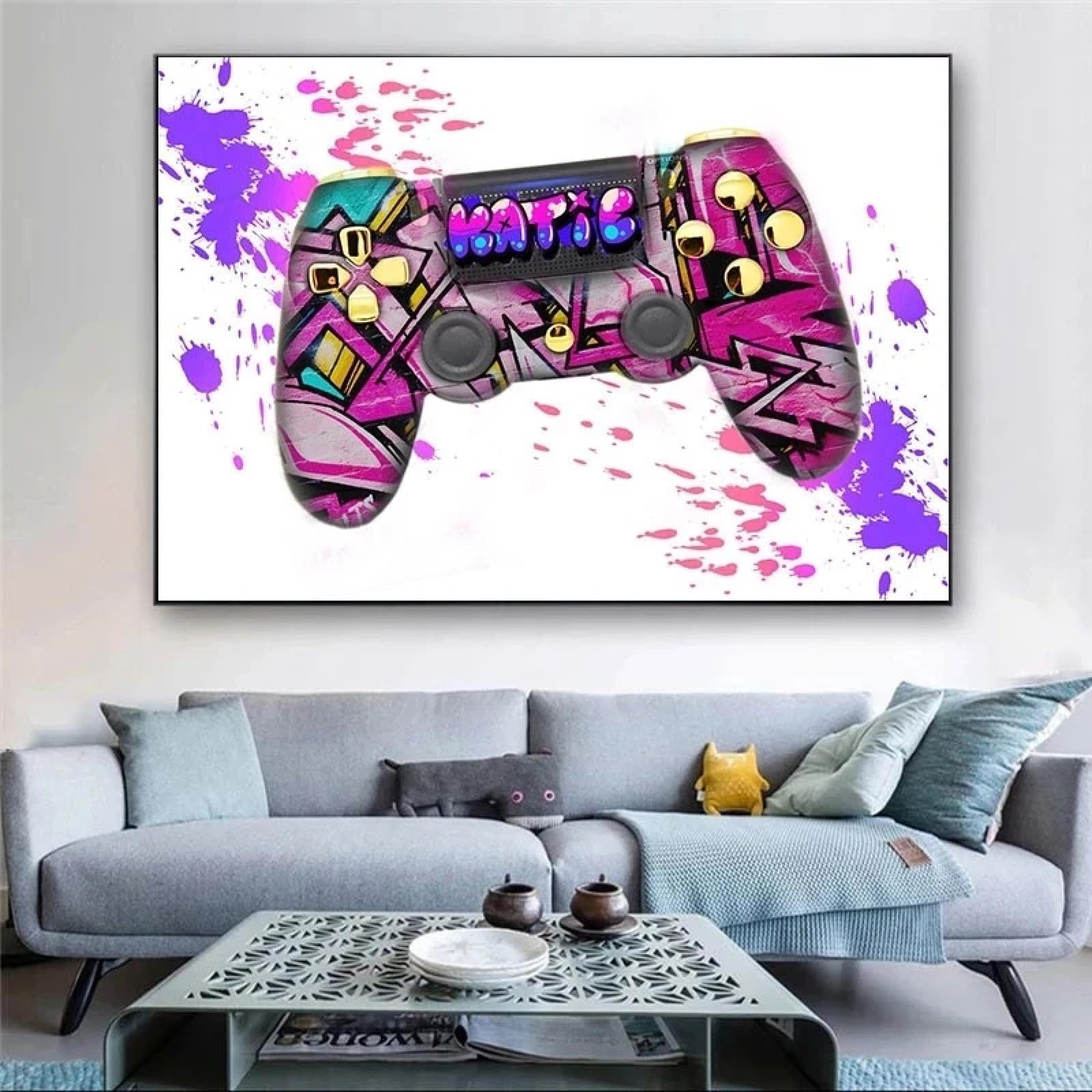 Tableau manette PlayStation graffiti de qualité sur châssis - 8