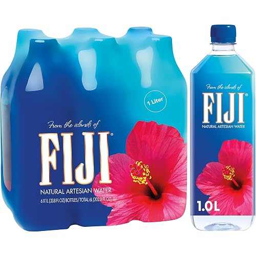 FIJI Natural Artesian Bottled Water 1 Liter / 33.8 Fl Ounce (Pack of 6)