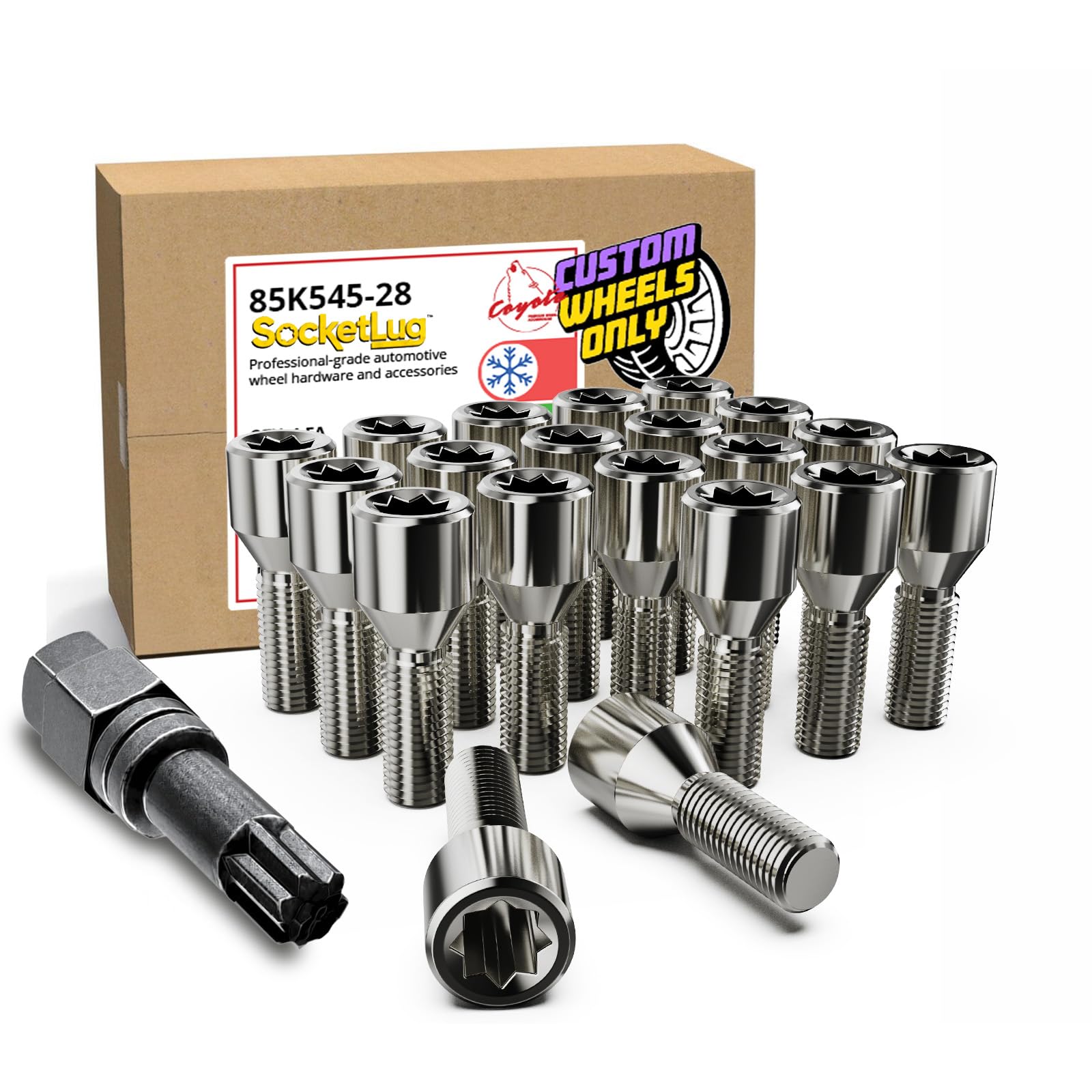 Wheel Accessories Parts 20 Pcs M12 x 1.5 12 x 1.5 Thread Acorn Seat Tuner Lug Bolt Chrome Finish 28mm Shank Length Tuner fits BMW 1 3 5 Series M5 X1 Z4 (Older Models)