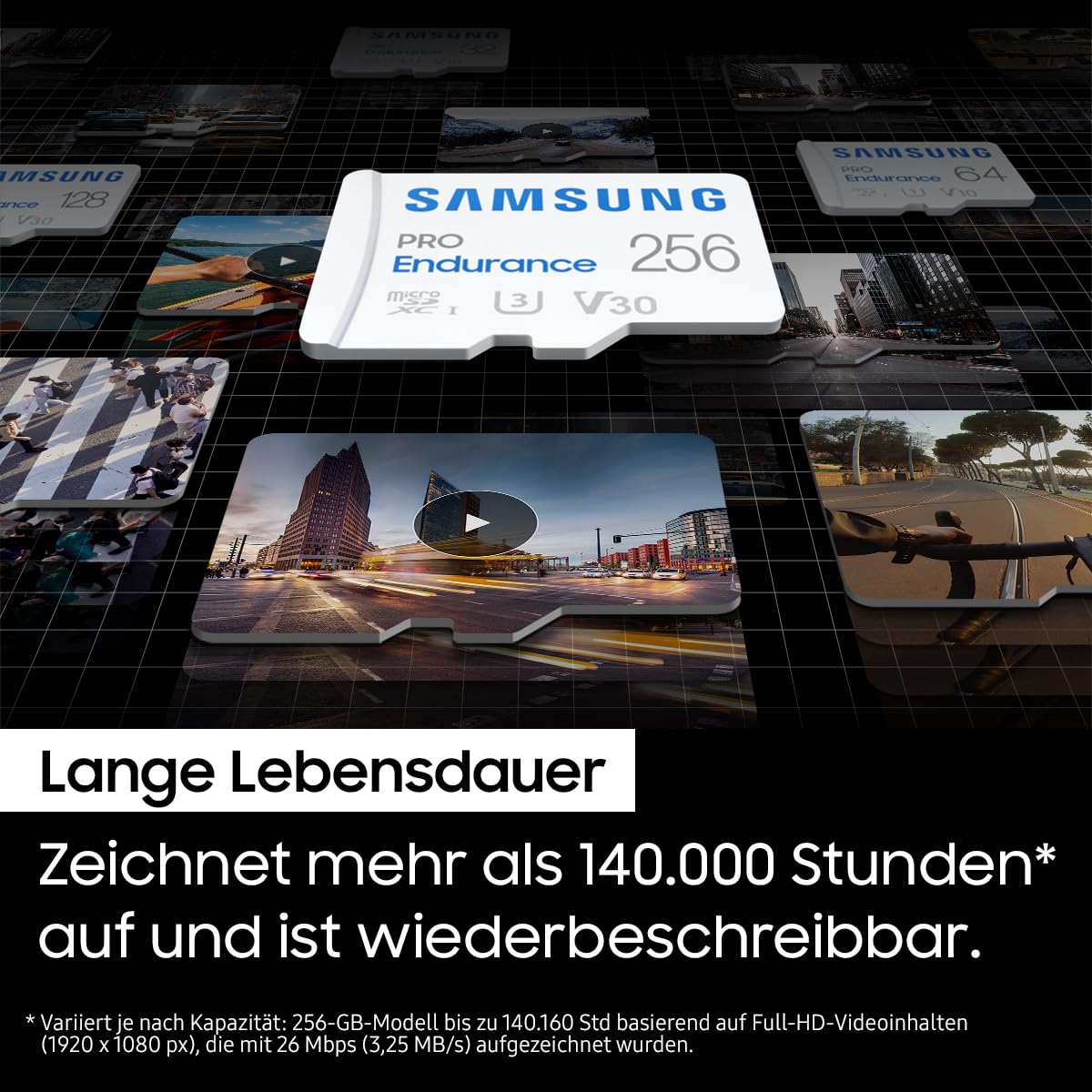 Samsung PRO Endurance microSD-Karte + SD-Adapter, 128 GB, Für Videoüberwachungssysteme, Dashcams und Bodycams,UHS-I U3, Full HD & 4K UHD, 100 MB/s Lesen, 40 MB/s Schreiben, MB-MJ128KA/EU