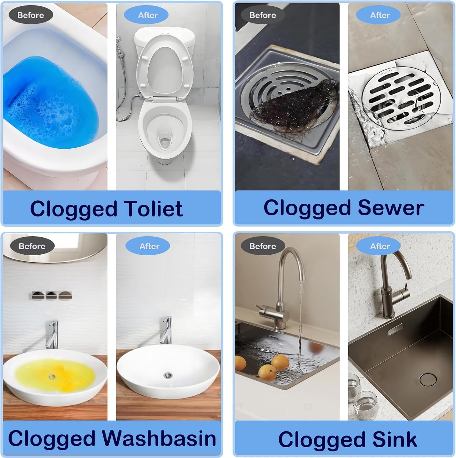 Déboucheur de canalisations à air comprimé – Déboucheur haute pression avec 4 ventouses et indicateur de pression atmosphérique, pompe à air comprimé en acier inoxydable 304 pour lavabo