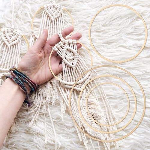 Miniatura 6 de Beavorty 12 piezas de madera de bambú floral para macramé, decoración de Navidad, boda, corona de Navidad, atrapasueños y manualidades para colgar