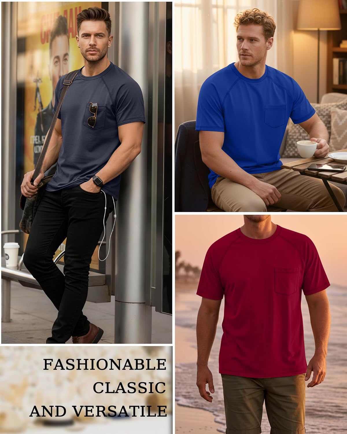 Neer 3 Pack Big and Tall Shirts for Men with Pocket XL-5XL Plus Size Crew Neck Raglan Short Sleeve Summer Casual T Shirts Tee