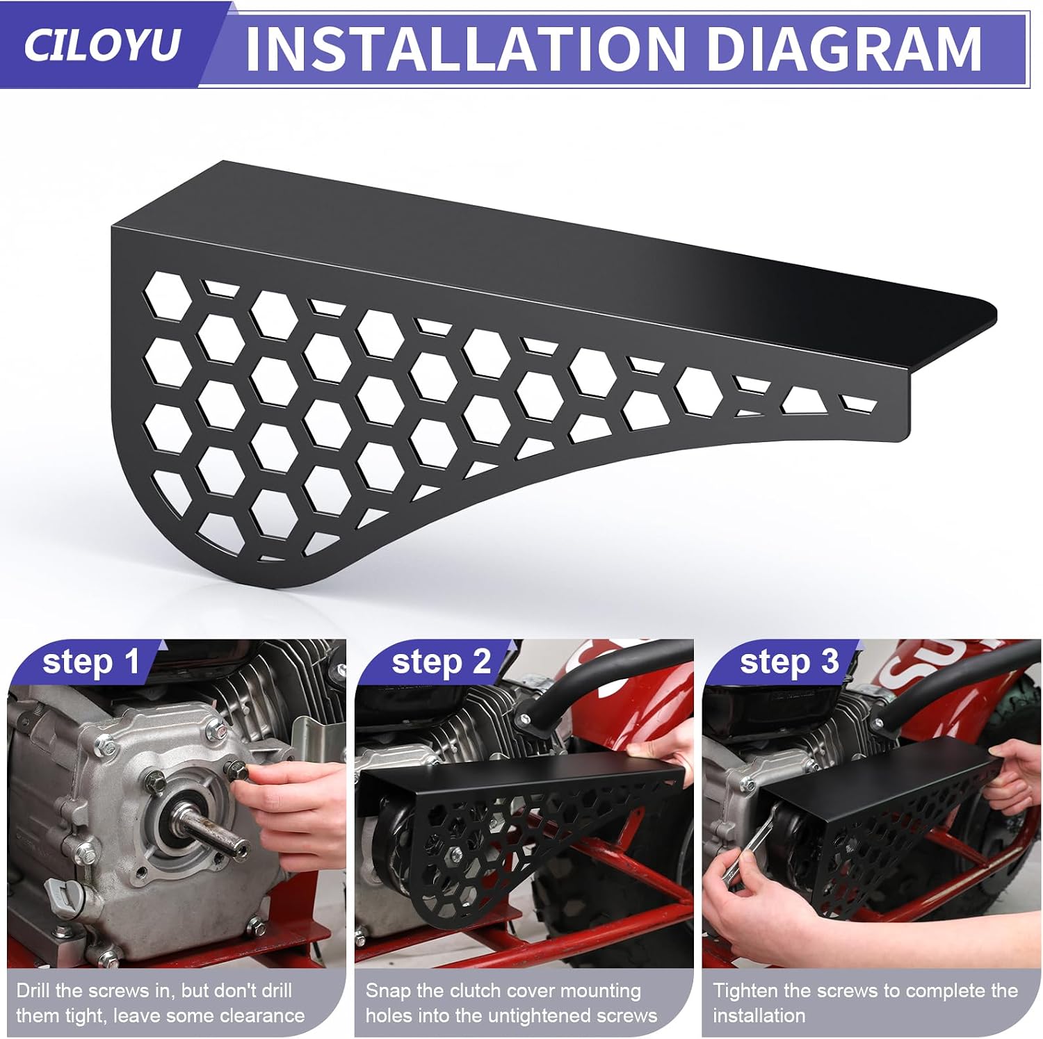 Mini Bike Clutch Cover Chain Guard Replacement for Predator 212 224cc 196cc GX160 Engine Coleman CT200U CT200U-EX BT200X CT100U CC100X Baja MB200 Doodlebug DB30 Motovox Mbx10 Mbx11 Parts
